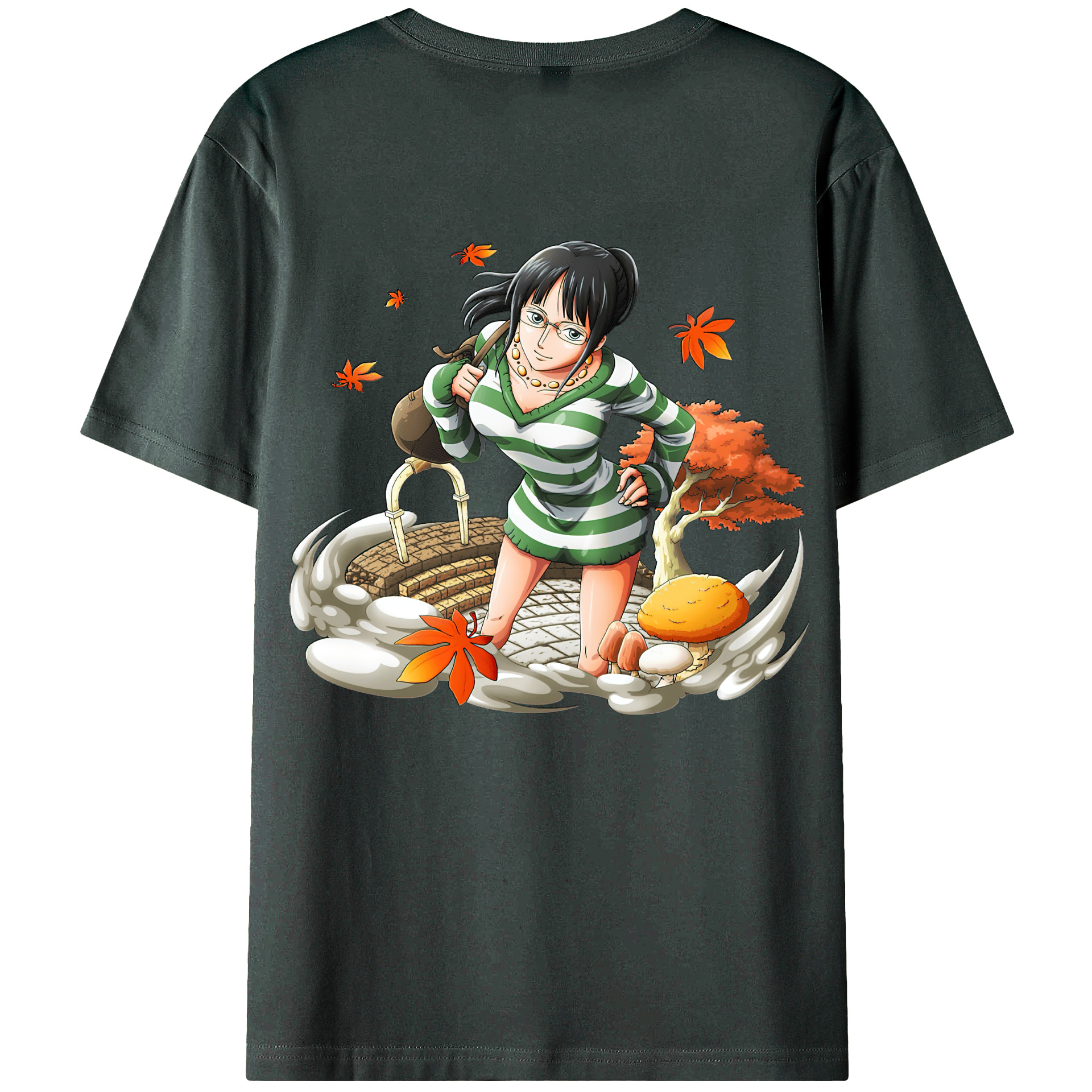ワンピース ニコ・ロビン ONE PIECE Nico Robin 綿100％ メンズ半袖Tシャツ（バックプリント） 通気性